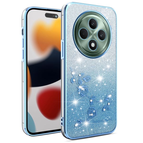 Phone Case Compatible With OPPO Reno 12 F Flowers Diamond Shining Cover