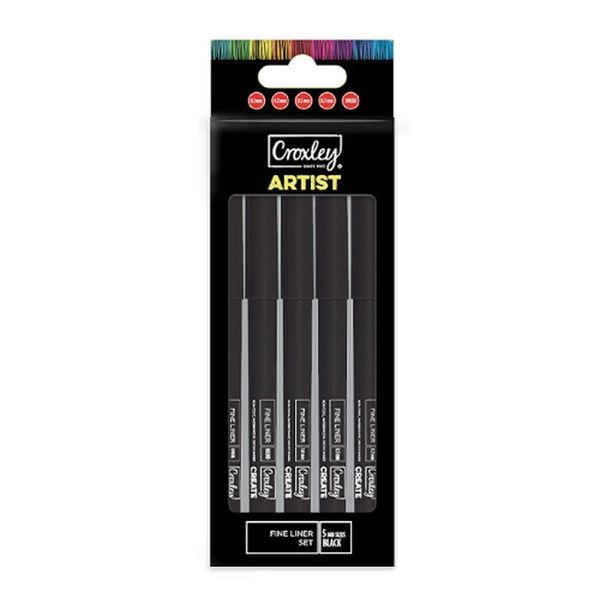 Croxley Artist Fineliner Set Black Box of 5