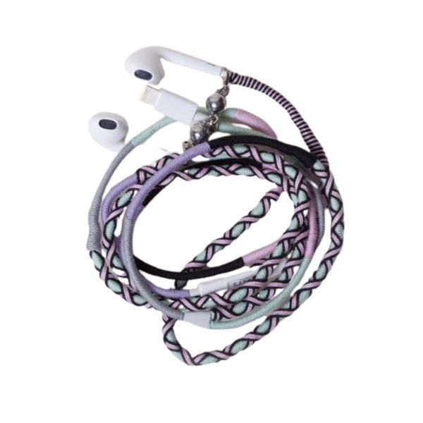 Larry's Digital Accessories-Woven Earphones-Green/Purple-3.5mm Jack Aux