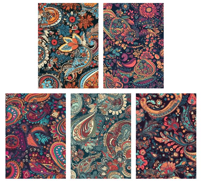 Greeting Cards: Bohemian Painted Paisley (5-Pack)
