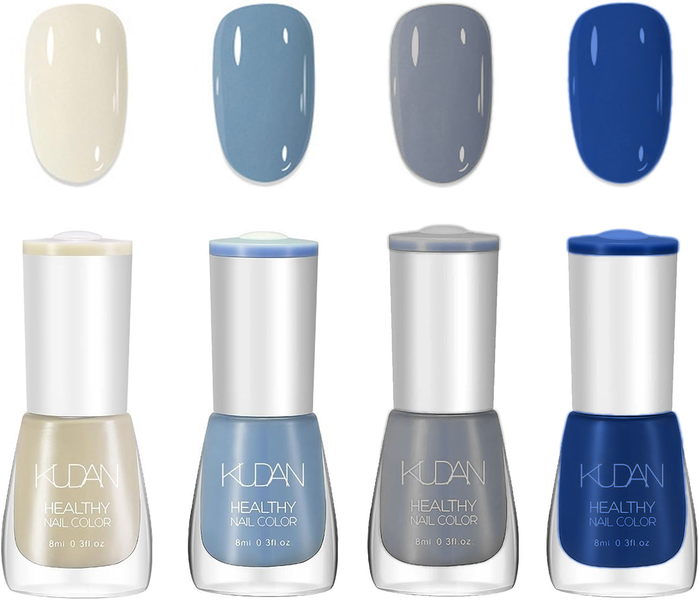 Neutral and Blue Nail Polish Collection - Soft, Smooth - Cream to Deep Blue