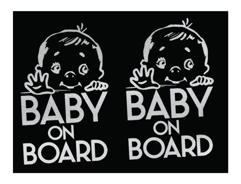Baby On Board Black Vinyl Sticker-2 Pack.