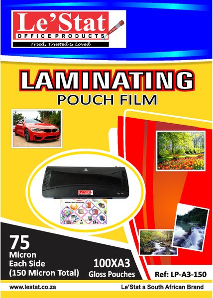 Le' Stat A3 150 Micron Laminating Pouches Box of 100