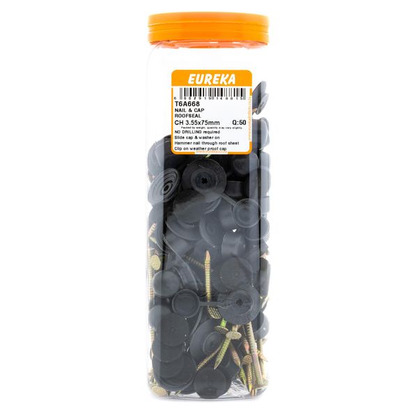EUREKA Nail &amp; Cap Roof Seal Charcoal 3.55 x 75mm Q:50 T6A668