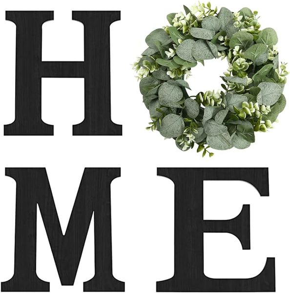 DIY Home Decor Wall Artificial Eucalyptus Wreath Wreath Wall Hanging-Black