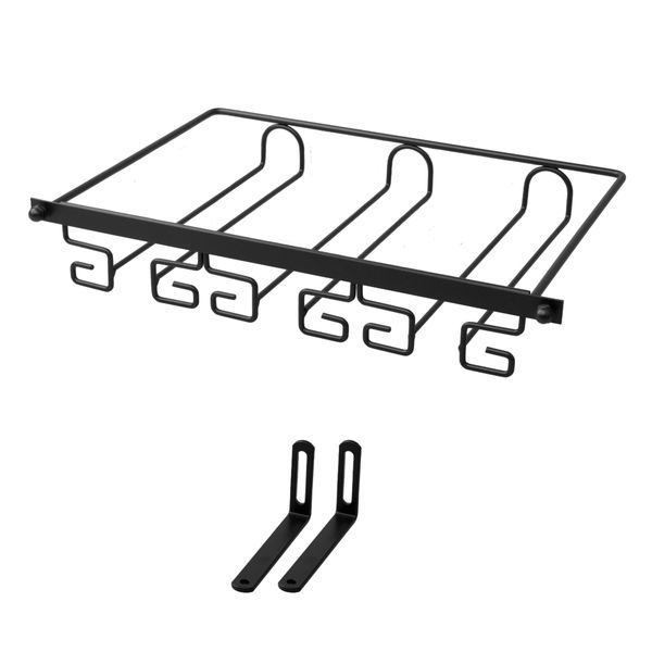 3 Rows Under-Cabinet Wine Glass Hanger - Black