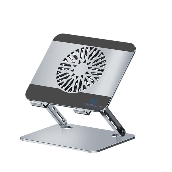 PAPER LION Ergonomic Carbon Steel Laptop Stand with Built-in Cooling Fan