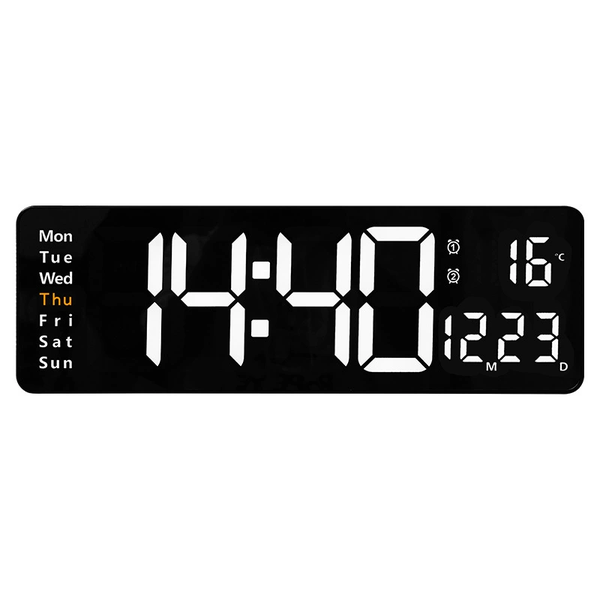 16 Inch Silent Digital Wall Clock Large Display with Date Week Temperature