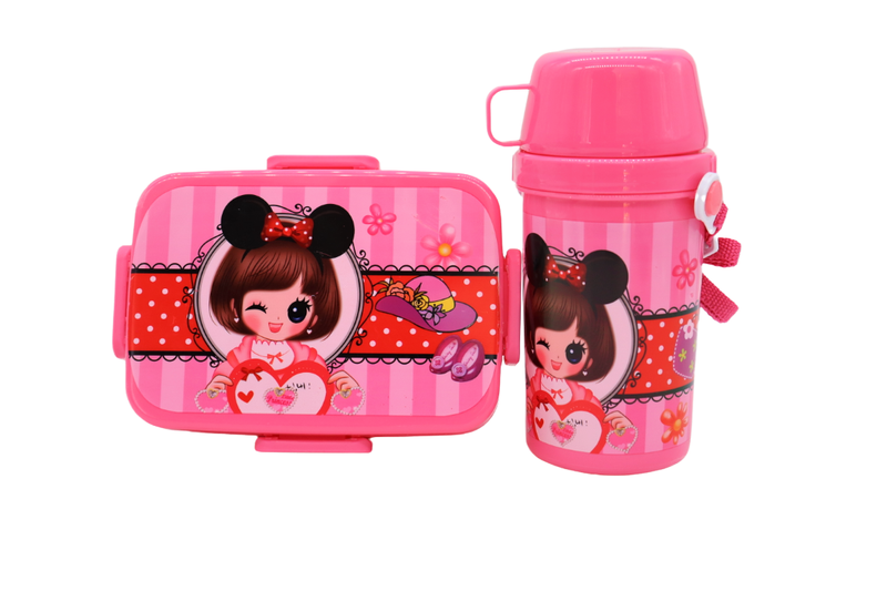 Cartoon Portable Cold Food Lunch Box with Watter Bottle