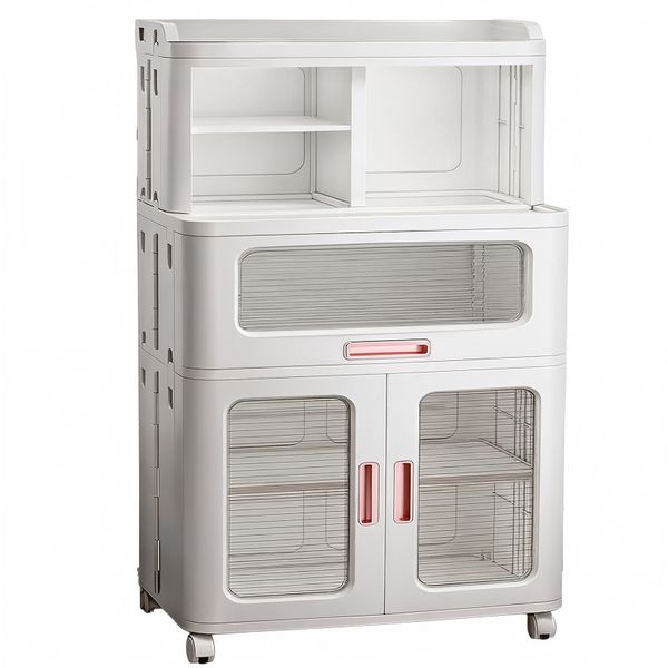 Foldable Multi-Purpose Storage Cabinet on Wheels for Kitchen Baby Organizer