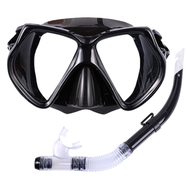 Dry Snorkel Diving Swim Mask Anti-Fog Scuba Wide View Snorkelling Goggles