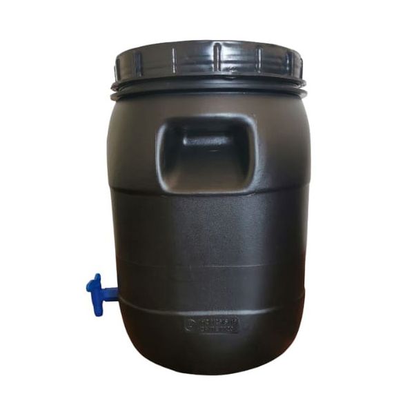 30 Litre Open Head/Top Screw Drum with Tap - Black