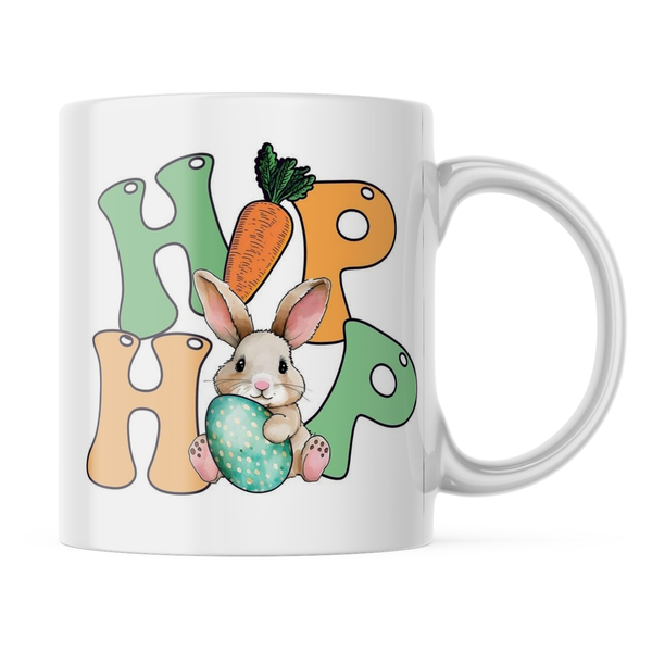 Ceramic Hip Hop Easter bunny Mug - White - 11 OZ