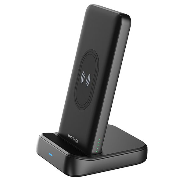 Snug 10 000mAh Compact PD Qi Wireless Power Bank with Dock - Black