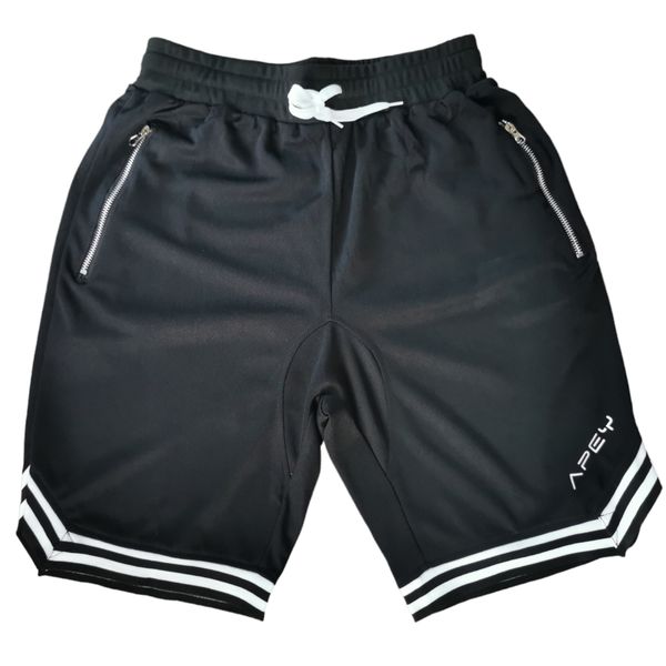 APEY Shorts For Men - Basketball Running Gym Shorts - Zip Pockets - White