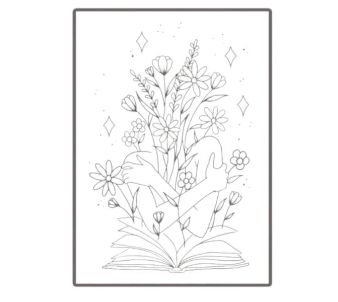 1 Piece - Floral And Bonatical Juice Design Temporary Tattoo - Black