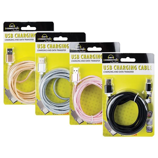Bulk Pack x 4 USB Cable Charger Type C 3 Meter