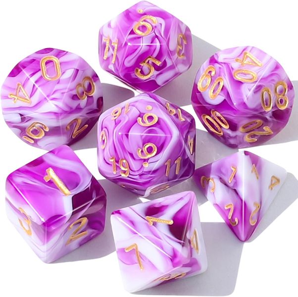 Double-Color DND Polyhedral Dice Set with Creative Marble Pattern 7 Piece