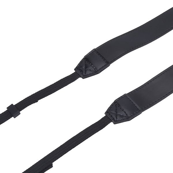 Universal Adjustable Camera Shoulder Neck Strap PU Leather Black