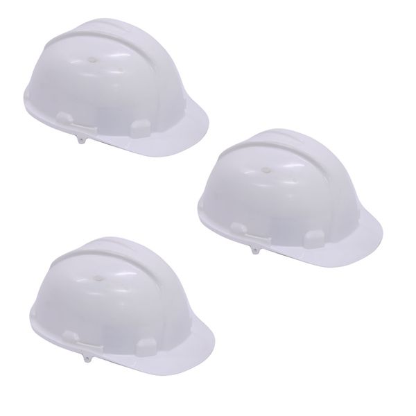 Hard Hat - Worker Safety Helmet - White - 3 Pack