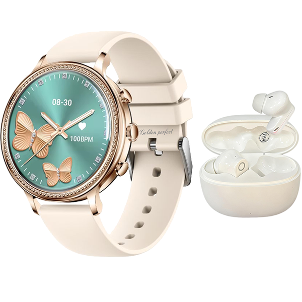 Golden Perfect Smart Sports Watch and Earbuds Combo 100 Modes, Dual Straps