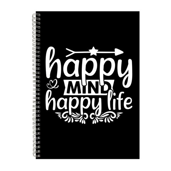 Happy Life A4 Notebook Spiral Lined Notepad Inspirational Idea 360