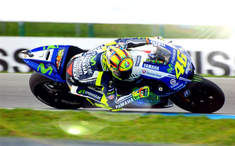 Canvas wall art of Valentino Rossi on His Bike.
