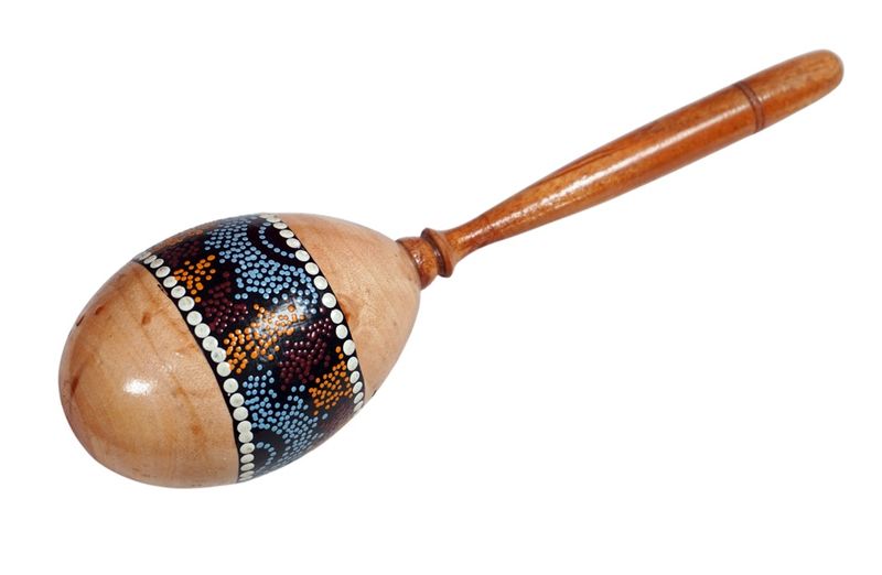 Maraca Egg Shaker on Stick - Handheld Wooden Percussion Instrument (30cm)