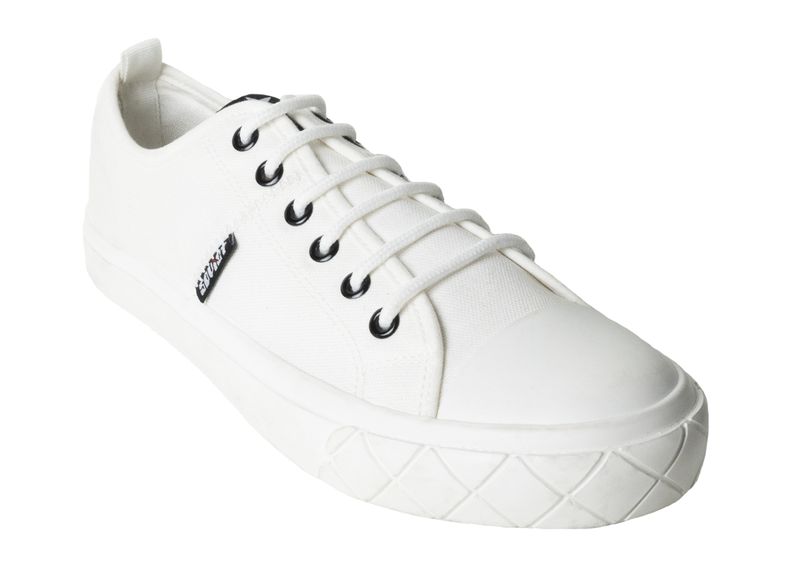 Soviet Mens Cameron Vulcanised Low Cut Canvas Lace Up - Black/Off White