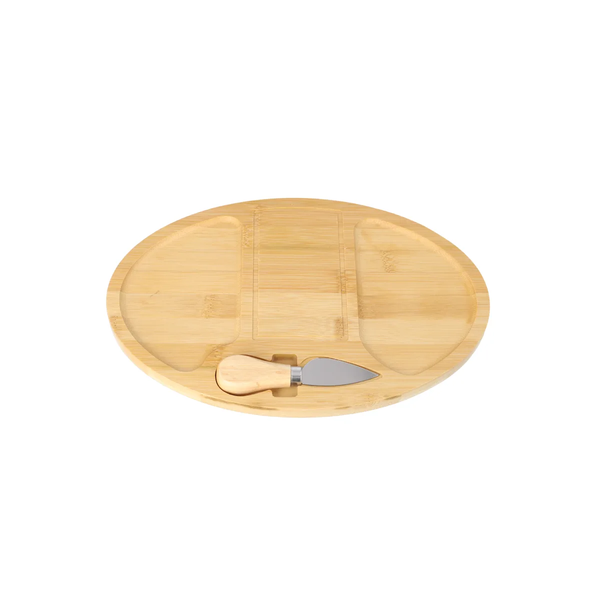 Bamboo Oval Cheese Serving &amp; Cutting Board Set 29.9cm 2 Piece