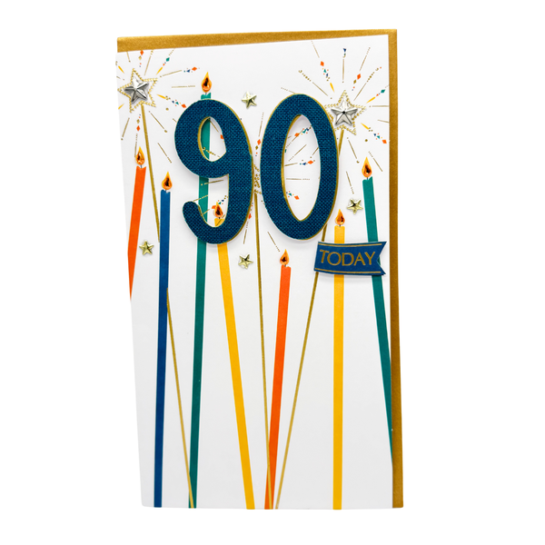 90th Birthday card - Candles &amp; sparklers