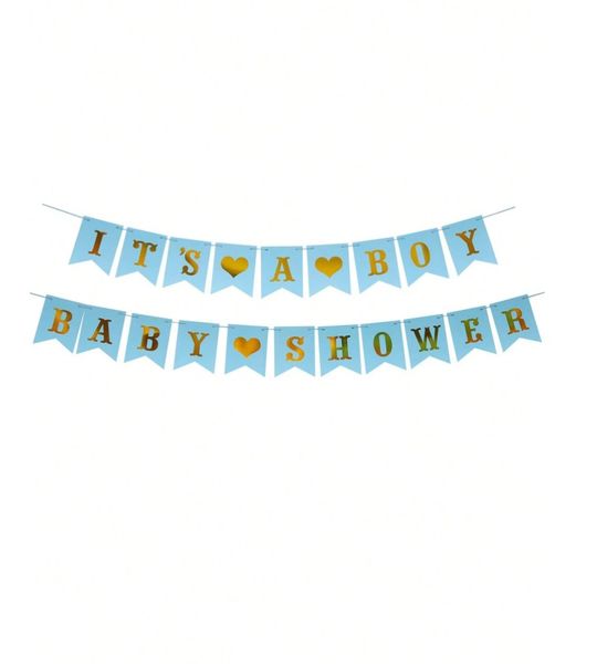2 Piece Set - Party Banner Letters For Boy Baby Shower Design - Blue