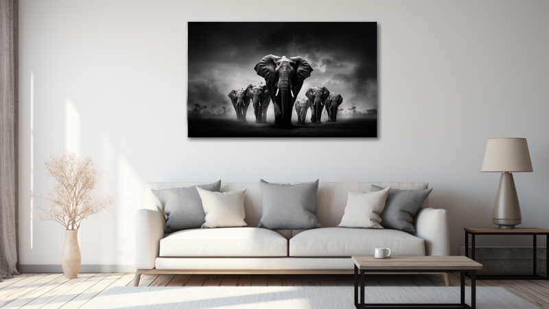 Canvas Wall Art - Elephants Creative Art - HD0361