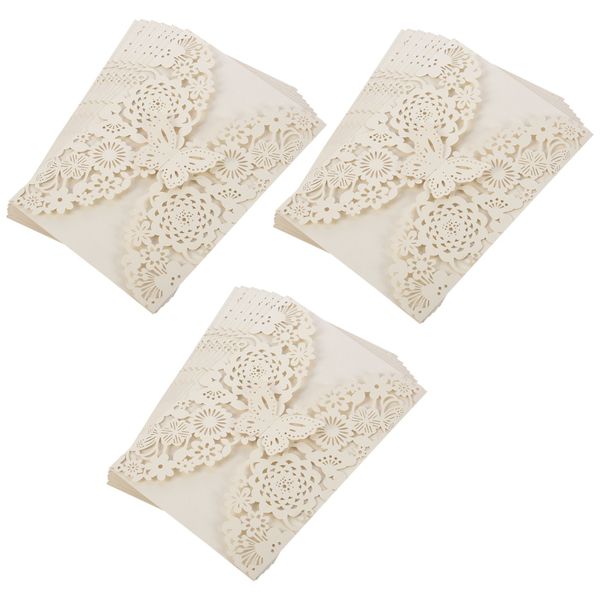 30Pcs/Set Carved Butterflies Invitation Card For Wedding Ivory White