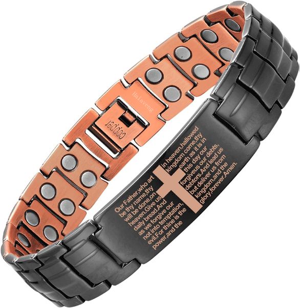 Ultra Strength Magnetic Copper Mens Cross Bracelets