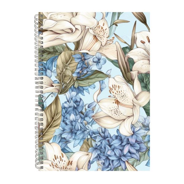 White Lilies And Blue Hydrang 2 Notebook Art Gift Idea Notepad Pad 116