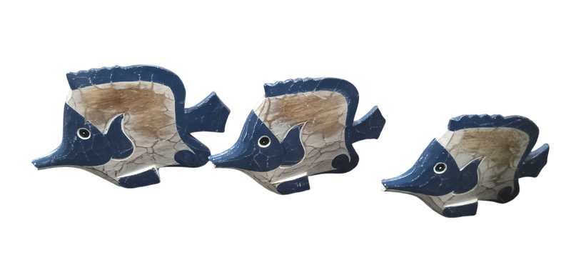 Tabletop Wooden Fishes Set of Three - 10cm, 12cm, 15cm