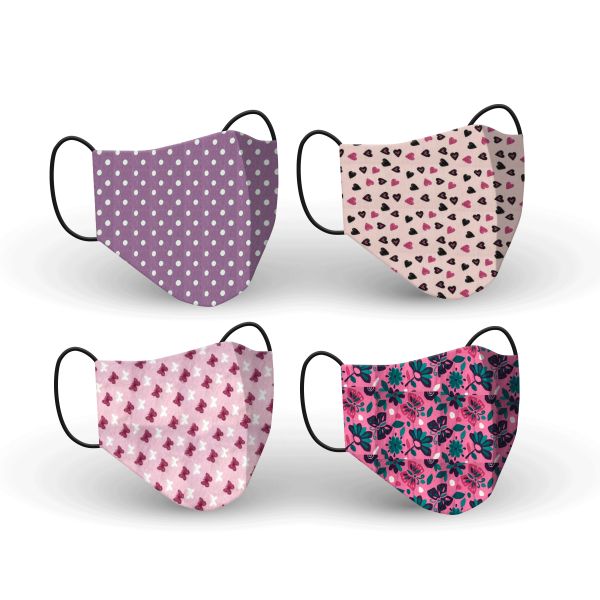 Clinic Gear Girls Printed Reusable Protective Fashion Face Masks - 24 Units