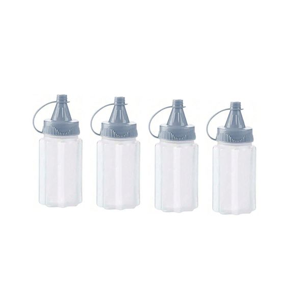 4 Piece Mini Plastic Sauce Squeeze Bottle Seasoning Salad Dressing Containers