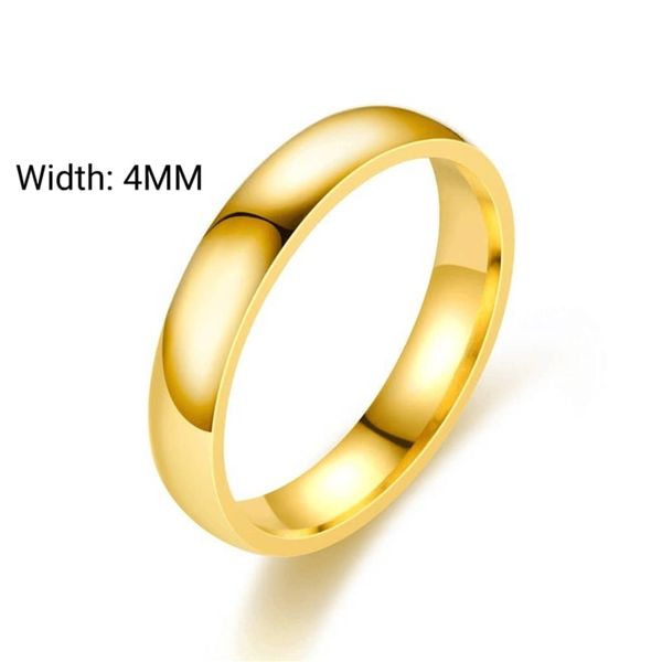 Men's Women's Simple Gold Plated Stainless Steel Ring 6mm BAND