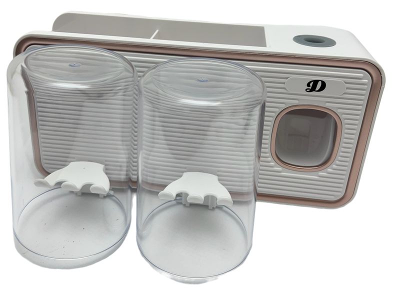 Wall Mounted Toothbrush Holder With Toothpaste Dispenser &amp; 2 Cups