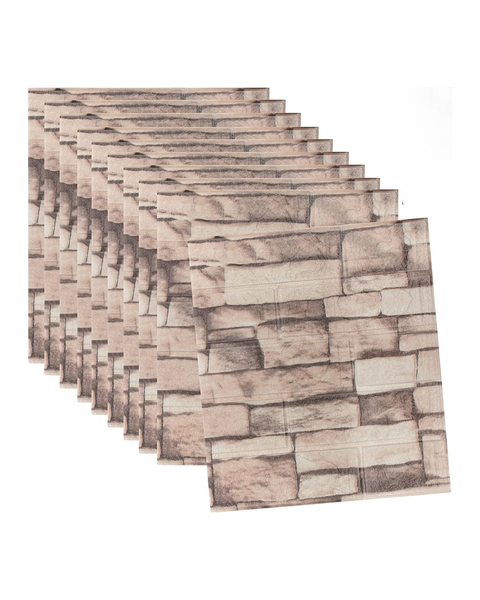 Decorum &amp; Co - 3D Stone-Look Wall Sticker Panels (Set of 6 Sheets)