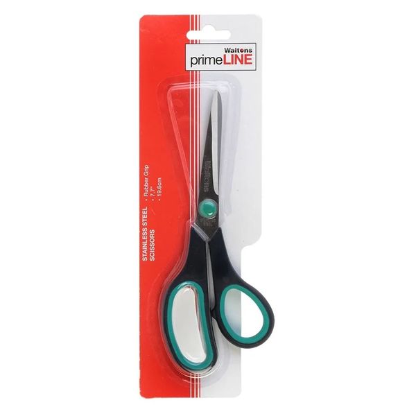 PrimeLine Stainless Steel 19.6cm Rubber Grip Scissor x 6