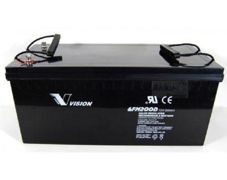 Vision Deep Cycle AGM Battery 6FM200Z-X (For Use With Inverters - 200Ah 12V)
