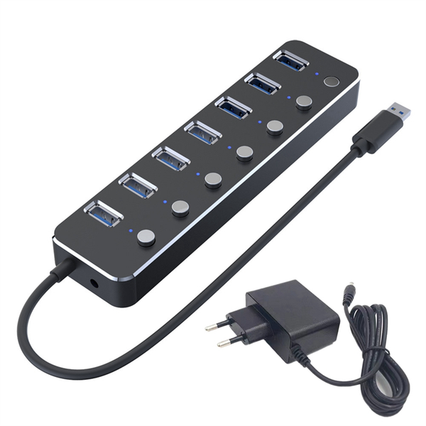 USB 3.0 Power Adapter 7 Ports Splitter Hub USB Hub 3.0 USB EU Plug B