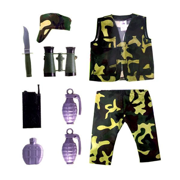 Boys Military Dress Up Costume - Green
