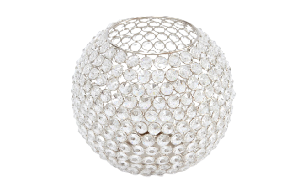 Round Silver Plated Acrylic Crystal Beaded Candle Holder | Shop Today ...
