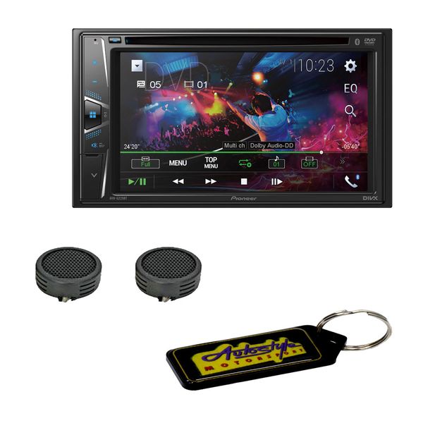 Pioneer D/Din AV DVD Receiver - Bluetooth/Android &amp; Evo Tweeters &amp; Keyring