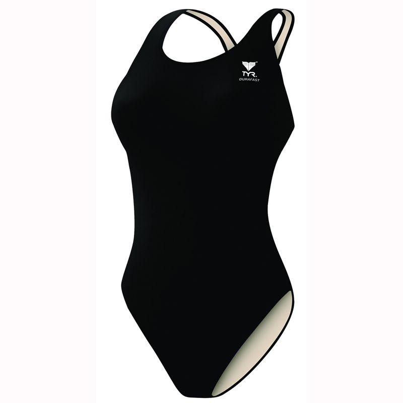 TYR Durafast Elite Solid Maxfit Bathing Suit with Lower Leg Black