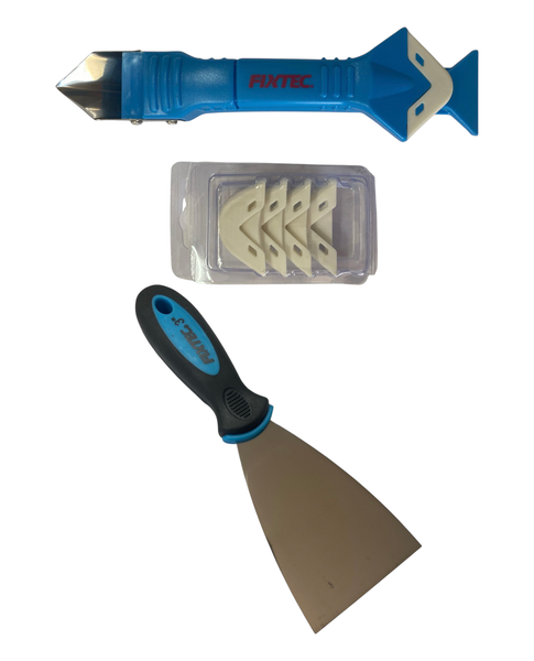 Fixtec 3-in-1 Silicone Scraper &amp; 3" 76mm Putty Knife Stainless Steel